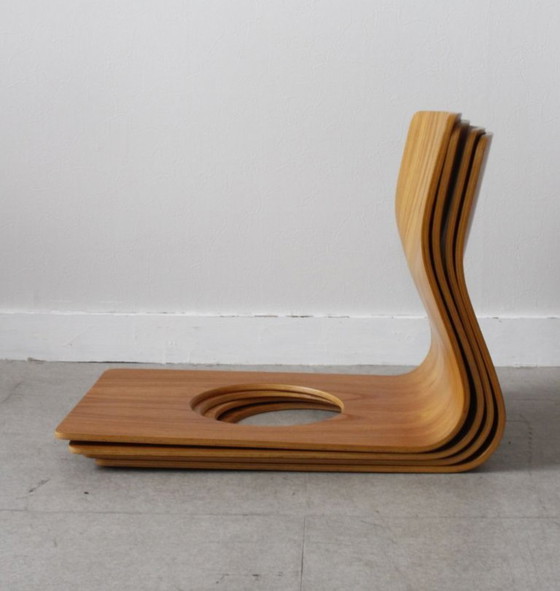 Image 1 of Tendo Mokko Plywood Zaisu Floor Chairs 4pcs Japanese Ryokan Style Vintage