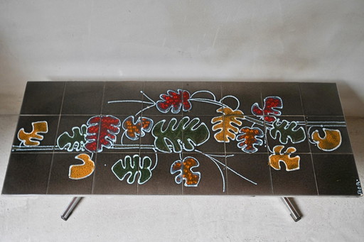 Mesa de centro con tapa de cerámica, años 60, Adri Belarti