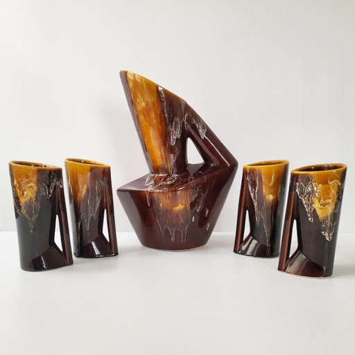 PRACHTIG SINAASAPPELSERVICE UIT DE JAREN 1960, MODERNISTISCHE VINTAGE KERAMIEK