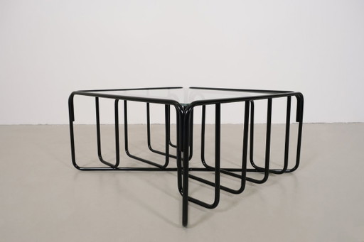 Vintage black tubular frame coffee table