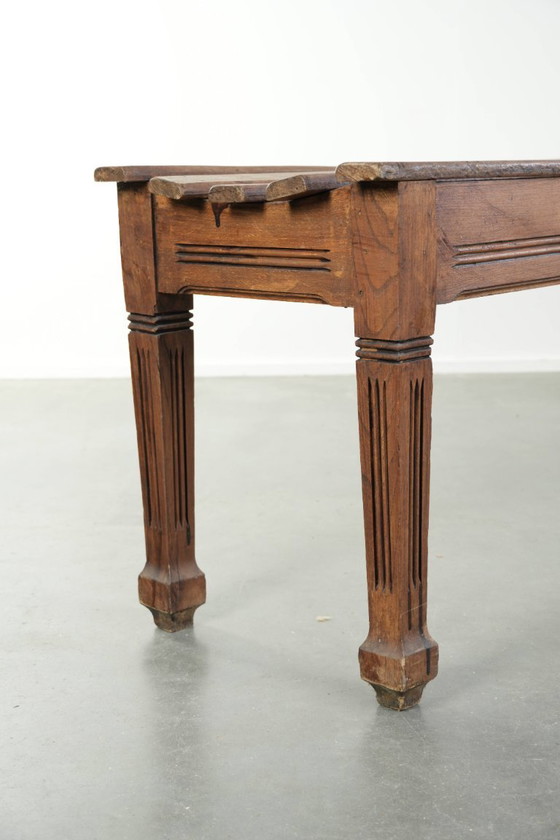 Image 1 of Elegante banco antiguo francés de roble de finales del siglo XIX.