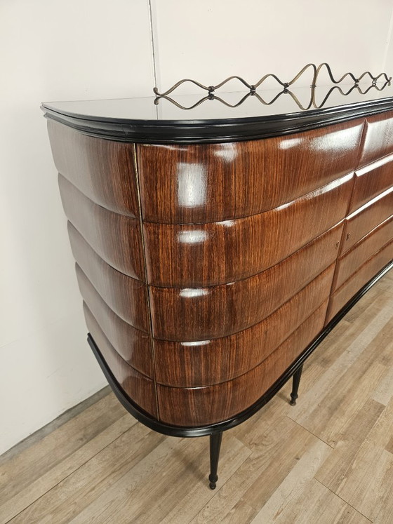Vittorio Dassi Rosewood Credenza With Black Glass Top, Italian 1940 – Vittorio Dassi Mobili Moderni (photo 3 of 36)