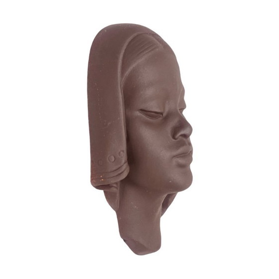 Image 1 of Vintage 1950s mid-century ceramic wall mask by Paul Keilbar (Naumburg) – sculpture