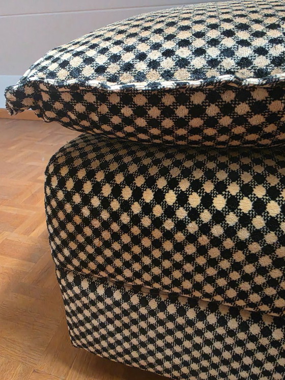 Fauteuil Vintage/Rétro Élégant Avec Pouf Assorti – Tweed Pied-de-poule – Bancs, Wool (photo 2 of 5)