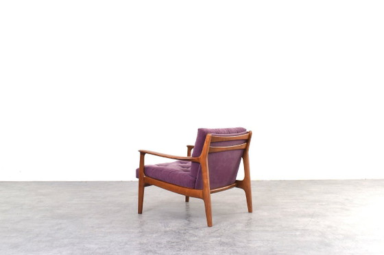 Mid-Century Lounge Chairs by Eugen Schmidt for Soloform, 1960s, Set of 2, Armchairs, Wood, Textile, Purple (photo 10 of 15)