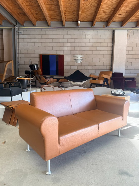 Vitra Morrison 2-Sitzer, Jasper Morrison, 2 Sitzer Sofas, Leder, Metall, Braun, Modern (Foto 2 von 14)