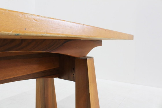 Vintage dining Table 1960s Italy, Eettafels, Hout, Bruin, 1970 (foto 6 van 9)