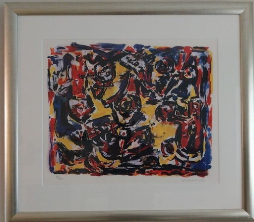 Theo Wolvecamp (CoBrA) - 'Oiseaux Joyeux' (serigrafía enmarcada)