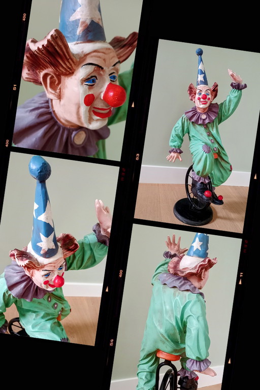 Vintage sculpture, Clown on unicycle (Jun Asilo)
