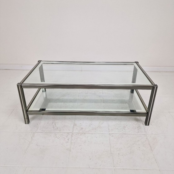 Image 1 of Tavolino da caffè vintage in vetro e metallo
