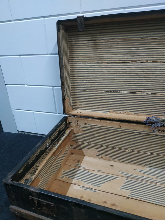 Image 1 of Original Antique Travel Cabin Case Metal/Wood