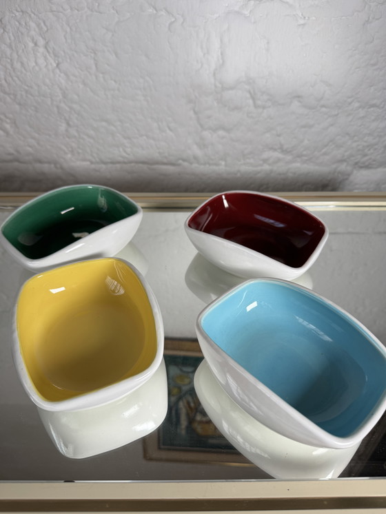 Image 1 of Service apéritif céramique et osier années 60