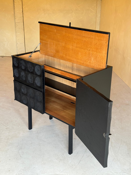 Image 1 of Brutalist Bar Cabinet in Black Stained Oak by J. Batenburg for MI Belgium