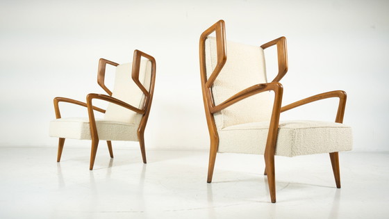 Image 1 of Mid-Century Modern Highback Amrchairs By Orlando Orlandi, Italy, 1950S