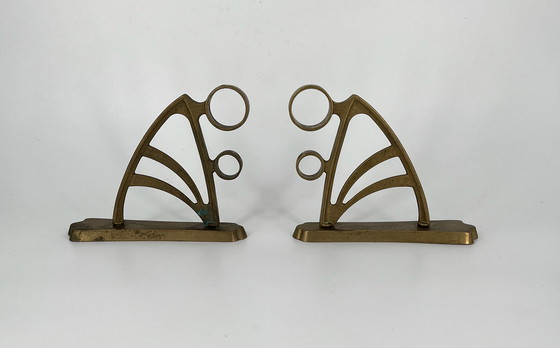 Image 1 of 2x Art Nouveau Art Déco Support de tringle à rideaux laiton bronze