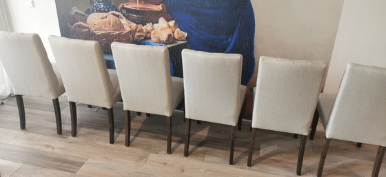 Image 1 of 6 beige stoelen/ 6 beige chairs
