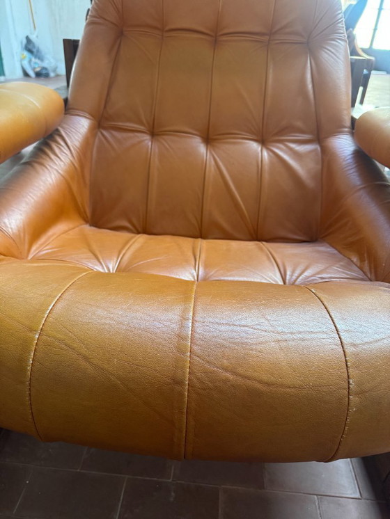 Image 1 of Percival Lafer, cognac fauteuil, MP -173, Brazilië, jaren 1970