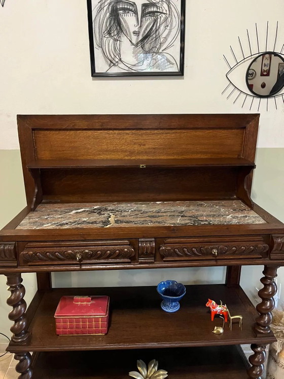 Konsole oder gedrehter Beistelltisch aus Holz – Konsolen, Marble, Wood (photo 17 of 21)