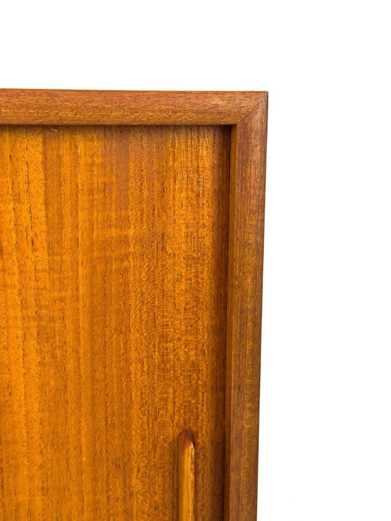 Image 1 of Tablero alto de teca con puerta corredera, años 60