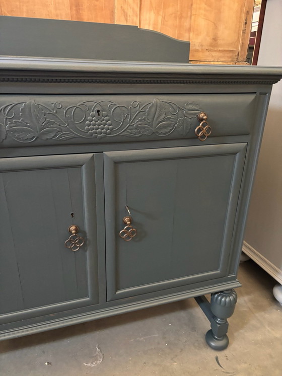 Antique Brocante Sideboard, Wood, Blue (photo 9 of 11)