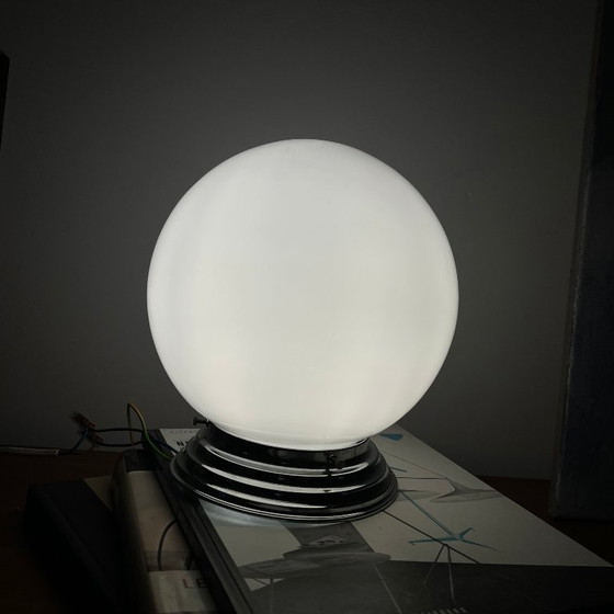 Plafonnier ou applique globe en verre opaline blanc 20 cm rosace de fixation en inox – Glass (photo 6 of 9)