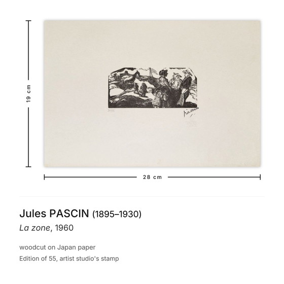 Houtsnede van Jules Pascin, La Zone, 1960 – Litho's & Zeefdrukken, Paper (photo 3 of 5)