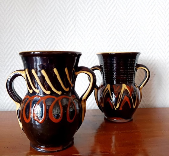 Image 1 of 2x vintage ceramic vases from the 1960s