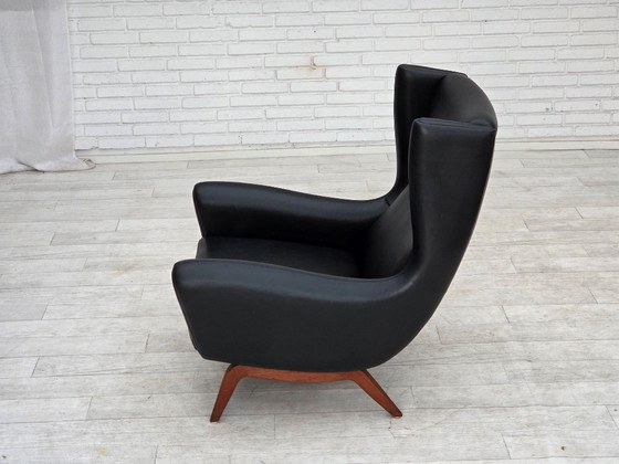 Jaren 60, Deens ontwerp van Illum Wikkelsø, fauteuil, model 110, leer, teak – Wood (photo 15 of 21)