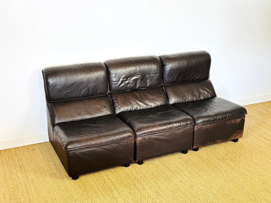Image 1 of Canapé Modulaire et fauteuil vintage en Cuir, Allemagne, 1970, Set de 4