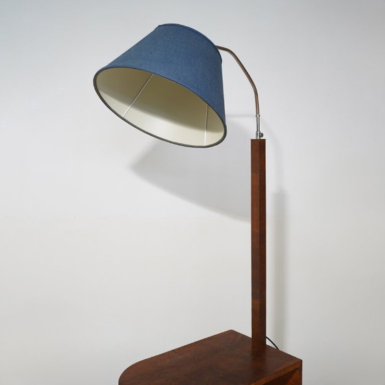 Image 1 of Stehlampe mit Maserholztisch, 1930er Jahre