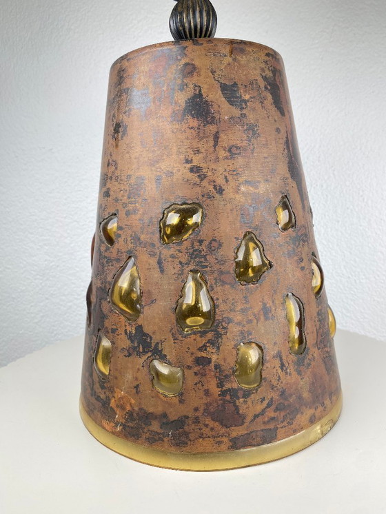 Image 1 of Vintage Brutalist Pendant Lamp by Nanny Still-McKinney for Raak Amsterdam – Dark Mid Century Modern Large Hanging Light, 1960s