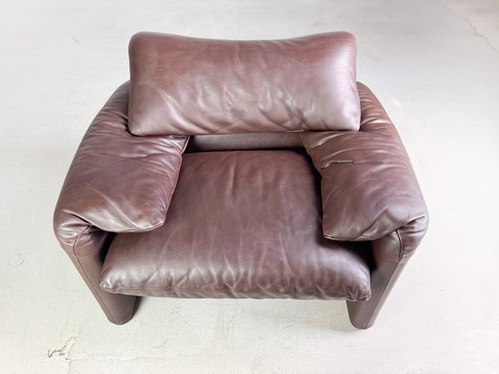 Image 1 of 2X Cassina Maralunga Armchair Leather Brown Vico Magistretti