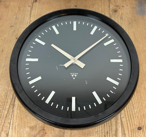Image 1 of Industrial Bakelite Factory Wall Clock from Pragotron, 1970s
