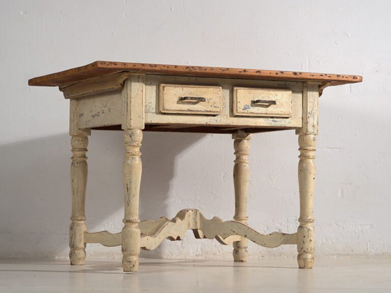 Tavolo antico in legno massello bianco (Francia, c.1900) – Tavoli da pranzo (photo 13 of 40)