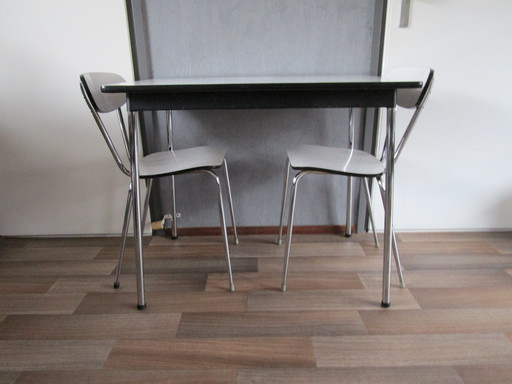 Formica Esstisch + 2 Stühle 50er Jahre