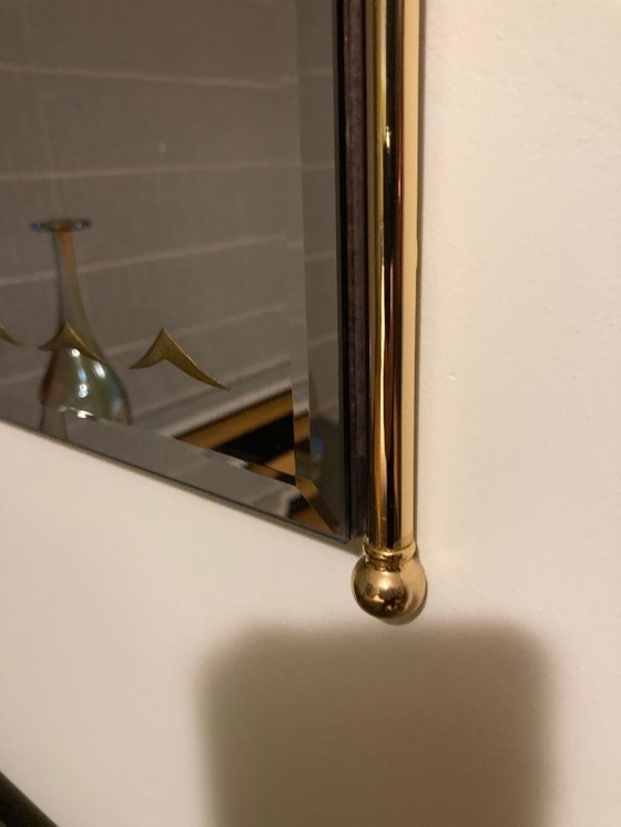 Image 1 of Art Deco arched mirror with brass frame – design wall mirror