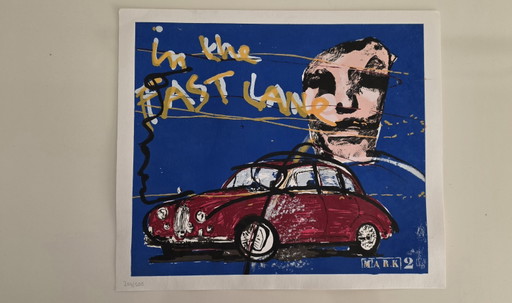 Serigrafía de Herman Brood - En el carril rápido (Jaguar Mark 2)