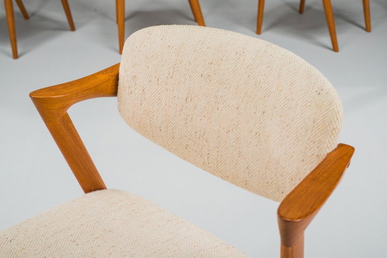 Image 1 of Esszimmerstühle Modell 42 aus Teakholz und Wolle, Kai Kristiansen für Schou Andersen, 1960er Jahre, 6-teilig