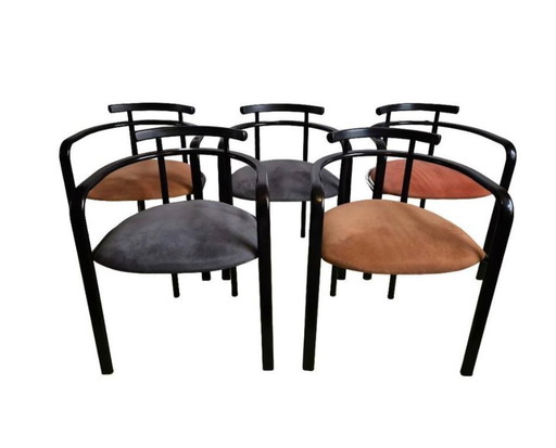 Satz von drei postmodernen Designstühlen im Memphis-Stil Carlo Bimbi für Segis Italien