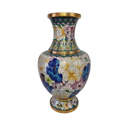 Vase vintage cloisonné pastel