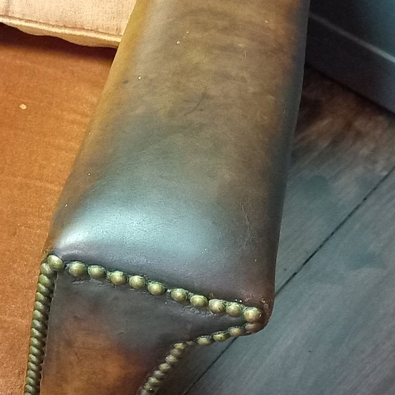 Fauteuil en cuir français – Art déco avec façade rectangulaire – Leather, Wood (photo 10 of 14)