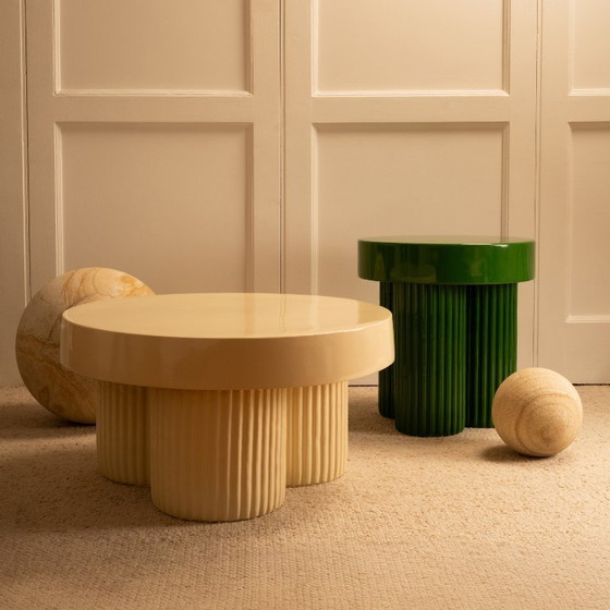Image 1 of Cream & Green Nesting Tables 