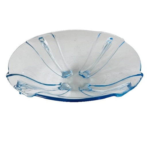 Walther & Sohne pressed glass fruit bowl light blue Artdeco 1930's