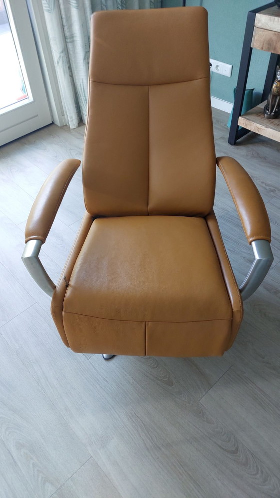 Drehbarer Relaxsessel mit Chromfuß, Verstellbarer relaxsessel, Leder, Silber (Foto 2 von 5)