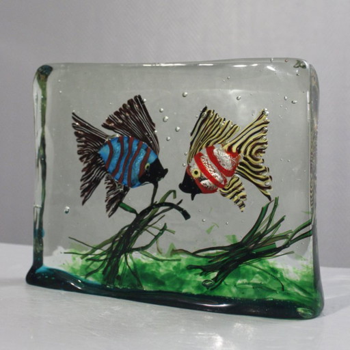 5.5 Kg Large Aquarium sculpture Alfredo Barbini Cenedese blown glass Murano 1970s