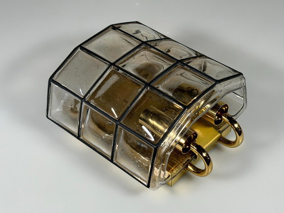 Image 1 of 60er 70er Jahre Wandlampe Wall Sconce Glashütte Limburg Germany Glas & Metall