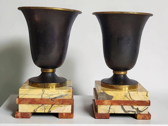 Coppia di vasi Art Déco – Marble, Metal, Art Deco (photo 9 of 9)