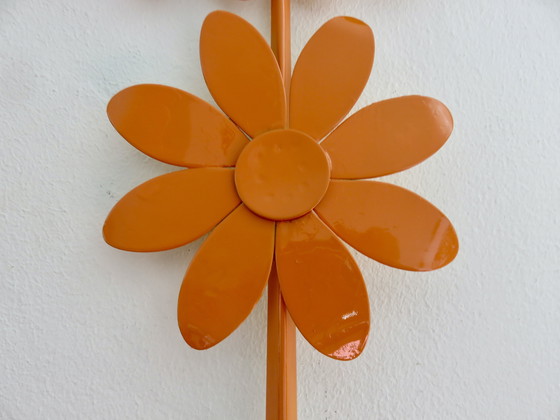 Image 1 of Oranje metalen "Fleur" spiegel 1970