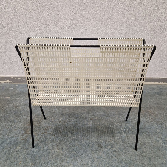 Image 1 of Portariviste anni '50, portaoggetti da lettura, cestino da lettura vintage in stile pilastro