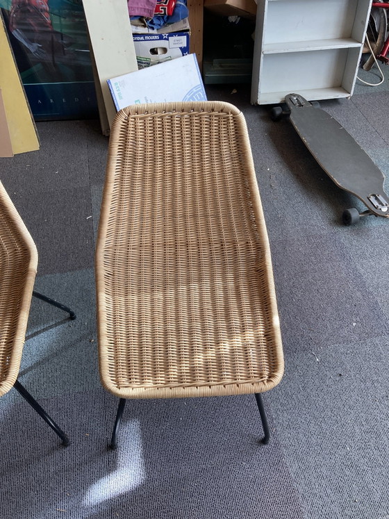 Set of 2 Vintage Rattan Chairs, 50s/60s, Mid-Century, Chairs and lounge chairs, Metal, Beige (photo 5 of 7)